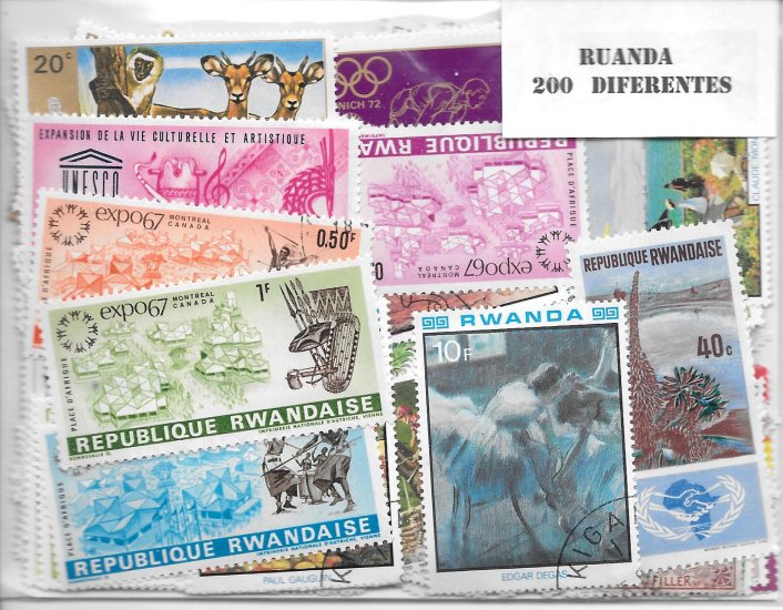 Paises - Africa - Ruanda - 200 sellos diferentes - Click en la imagen para cerrar