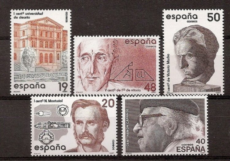 Sellos - Países - España - 2º Cent. (Series Completas) - Juan Carlos I - 1987 - 2880/84 - ** - Click en la imagen para cerrar