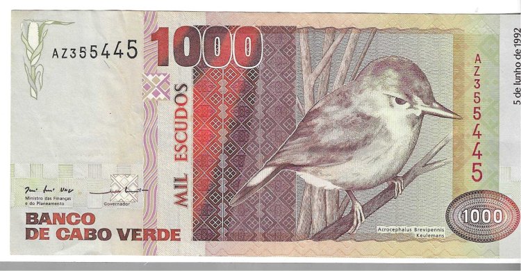 Billetes - Africa - Cabo Verde - 65 - MBC- - 1992 - 1000 escudos - Num.ref: AZ355445 - Click en la imagen para cerrar