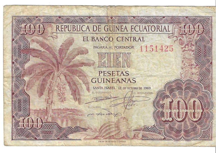 Billetes - Africa - Guinea ecuatorial - 1 - MBC - 1969 - 100 pesetas guineana - Num.ref: 1151425 - Click en la imagen para cerrar