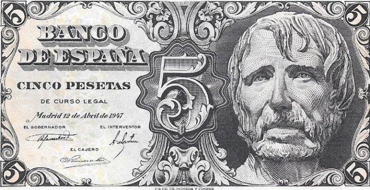 Billetes - EspaÃ±a - Estado EspaÃ±ol (1936 - 1975) - 5 ptas - 463 - ebc+ - 1947 - 5 pts - num. ref: A2932505 - Click en la imagen para cerrar