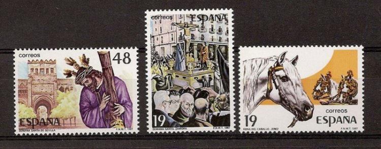 Sellos - Países - España - 2º Cent. (Series Completas) - Juan Carlos I - 1987 - 2897/99 - ** - Click en la imagen para cerrar