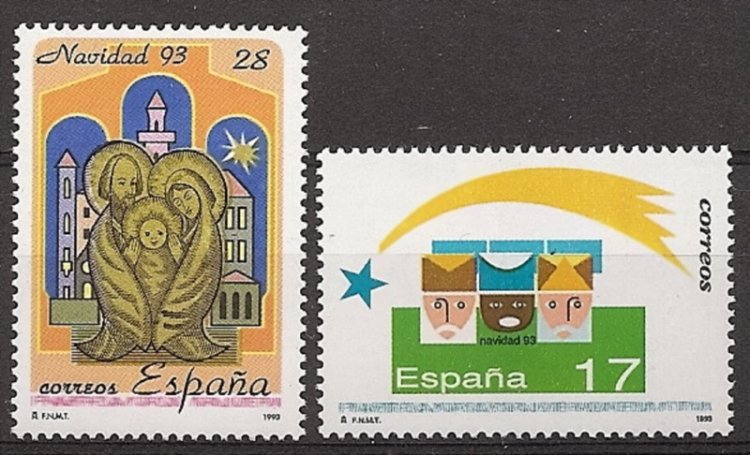 Sellos - Países - España - 2º Cent. (Series Completas) - Juan Carlos I - 1993 - 3273/74 - ** - Click en la imagen para cerrar