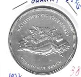 Monedas - Europa - Guernsey - 31a - 1977 - 25 pence - plata