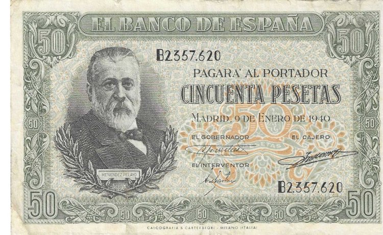 Billetes - EspaÃ±a - Estado EspaÃ±ol (1936 - 1975) - 50 ptas - 481 - MBC - 1951 - Num.ref: B2357620 - Click en la imagen para cerrar
