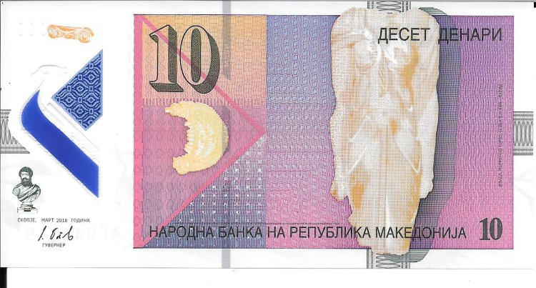 Billetes - Europa - Macedonia - - sc - 2018 - 10 dinar - plastico - num.ref: 949020 - Click en la imagen para cerrar