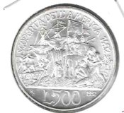 Monedas - Europa - Italia - 150 - 1992 - 500 liras - plata
