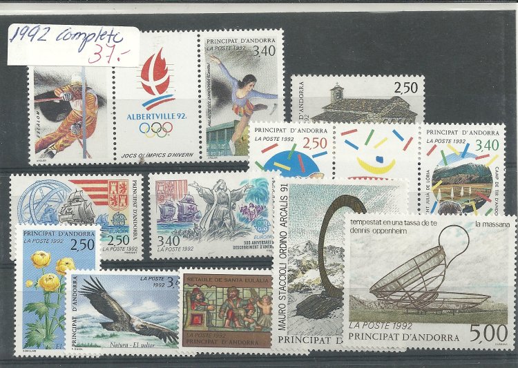 Andorra - Correo Francés - Años completos - Año 1992 - Click en la imagen para cerrar