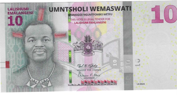 Billetes - Africa - Swazilandia - 144 - SC - 2024 - 10 emalangeni - Nunm.ref: EA0021583 - Click en la imagen para cerrar