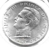 Monedas - Europa - Monaco - 141 - 1966 - 5 francos - plata