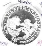 Monedas - Africa - Somalia - - 1999 - 10 dolares - plata