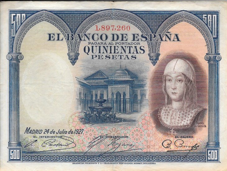 Billetes - EspaÃ±a - Alfonso XIII (1886 - 1931) - 363 - mbc - 1927 - Num.ref: 1897260 - Click en la imagen para cerrar