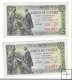 Billetes - EspaÃ±a - Estado EspaÃ±ol (1936 - 1975) - 5 ptas - 461 - MBC+ - 1945 - Pareja correlativa - Num.ref: 8821015-8821014 - sin serie