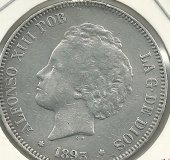 Monedas - España - Alfonso XIII ( 17-V-1886/14-IV) - 149 - Año 1893*18* PGV - 5 pesetas