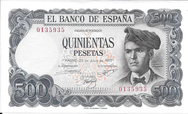 Billetes - EspaÃ±a - Estado EspaÃ±ol (1936 - 1975) - 500 ptas - 507 - ebc+ - 1971 - num. ref: O135935 - Click en la imagen para cerrar
