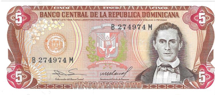 Billetes - America - Rep. Dominicana - 118 - SC - 1985 - 5 Pesos - Num.ref: B274974M - Click en la imagen para cerrar