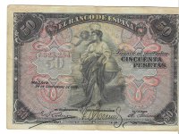 Billetes - EspaÃ±a - Alfonso XIII (1886 - 1931) - 317 - MBC - 1906 - 50 pesetas - Num.ref: 7325254 sin serie