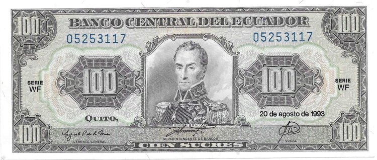 Billetes - America - Ecuador - 123 - S/C - 1993 - 100 Sucres - num ref:05253117 - Click en la imagen para cerrar