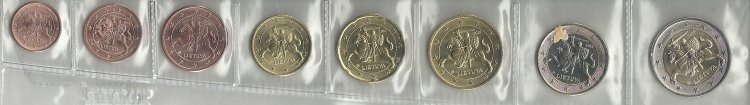Monedas - Euros - Colección en tiras - Lituania - SC - Año 2015 - 8 monedas - Click en la imagen para cerrar