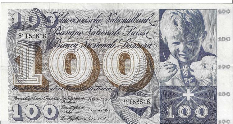 Billetes - Europa - Suiza - 49N - MBC+ - 1972 - 100 francos - Num.ref: 81T53616 - Click en la imagen para cerrar