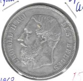 Monedas - Europa - Belgica - 24 - 1868 - 5 francos - plata