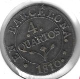 Monedas - EspaÃ±a - Jose NapoleÃ³n (1808 - 1814) - 18 - 1810 - 4 quartos - Barcelona