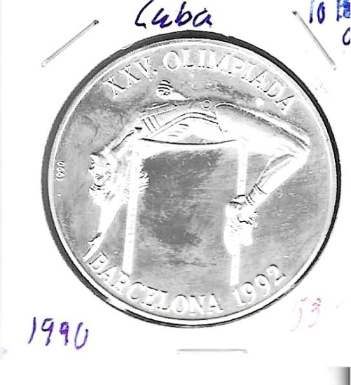 Monedas - America - Cuba - 345 - 1990 - 10 pesos - plata - Click en la imagen para cerrar