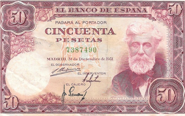 Billetes - EspaÃ±a - Estado EspaÃ±ol (1936 - 1975) - 50 ptas - 482 - mbc - Num.ref: 7387490 - sin serie - Click en la imagen para cerrar