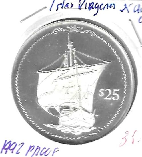 Monedas - America - Islas Virgenes - 109 - 1992 - 25 dolares - plata - PROOF - Click en la imagen para cerrar