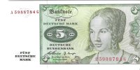 Billetes - Europa - Alemania - 18 - SC - 1960 - 5 marcos - Num.ref: A5988784G