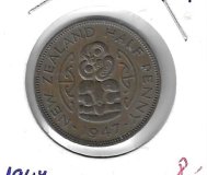 Monedas - Oceania - Nueva Zelanda - 12 - 1947 - 1/2 penny