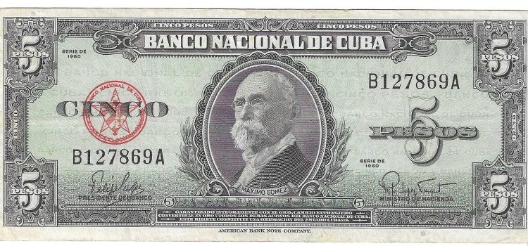 Billetes - America - Cuba - 91 - MBC- - 1960 - 5 Pesos - Num.ref: E224132A - Click en la imagen para cerrar