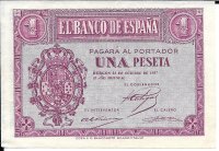 Billetes - EspaÃ±a - Estado EspaÃ±ol (1936 - 1975) - 1 ptas - 430 - ebc - 1937 - Num.ref: F8127929