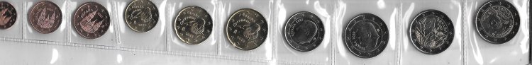 Monedas - Euros - Coleccion en tiras - España - SC - 2022 - 11 monedas - Click en la imagen para cerrar
