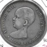 Monedas - EspaÃ±a - Alfonso XIII ( 17-V-1886/14-IV) - 142 - 1889*89 - 5 pesetas - plata