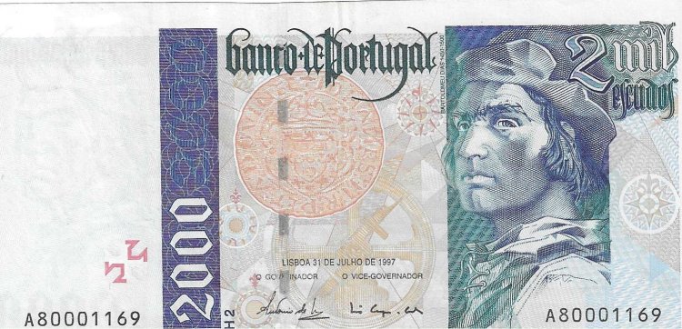 Billetes - Europa - Portugal - 189c - SC - 1997 - 2000 escudos - Num.ref: A80001169 - Click en la imagen para cerrar