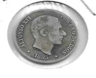 Monedas - EspaÃ±a - Alfonso XII (29-XII-1874/28-XI) - 54 - 1885 - 10 ctv peso