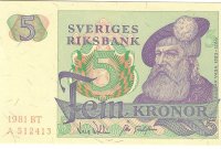 Billetes - Europa - Suecia - 51D - SC - 1981 - 5 coronas - Num.ref: A512413