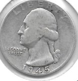 Monedas - America - Estados Unidos - 164 - Año 1945 - 25 Ctv