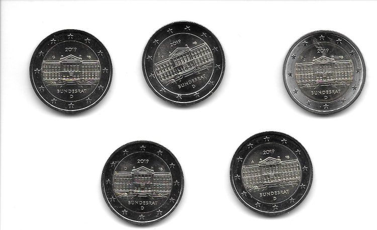 Monedas - Euros - 2@ - Alemania - SC - Año 2019 - Bundesrat - Conjunto 5 monedas - Click en la imagen para cerrar