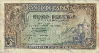 Billetes - España - Estado Español (1936 - 1975) - 5 ptas - 456 - mbc - 4/9/1940 - ref.C1229279