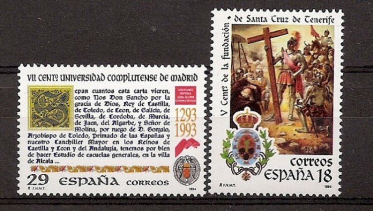 Sellos - Países - España - 2º Cent. (Series Completas) - Juan Carlos I - 1994 - 3299/3300 - ** - Click en la imagen para cerrar