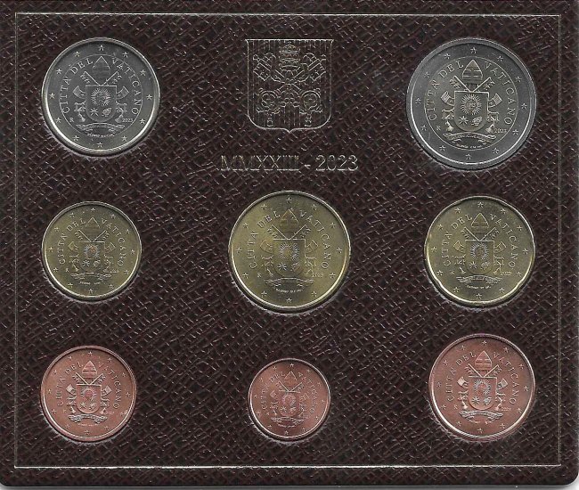 Monedas - Euros - Estuches oficiales - Vaticano - SC - 2023 - Colección de 8 monedas - Click en la imagen para cerrar