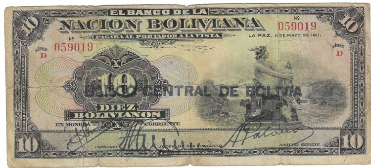 Billetes - America - Bolivia - 114 - MBC - 1929 - 10 bolivianos - Num.ref: 059019 - Click en la imagen para cerrar