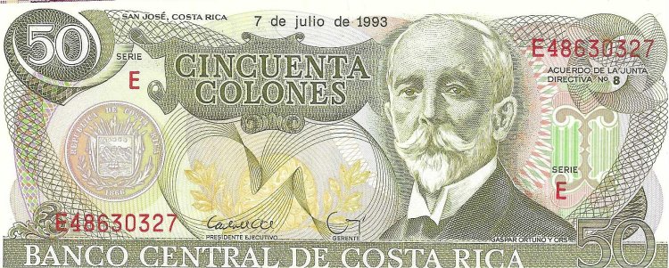 Billetes - America - Costa Rica - 257 - SC - 1993 - 50 colones - Num.ref: E48630327 - Click en la imagen para cerrar