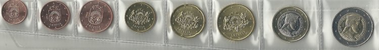 Monedas - Euros - Colección en tiras - Letonia - Año 2014 - Coleccion Anual - Click en la imagen para cerrar