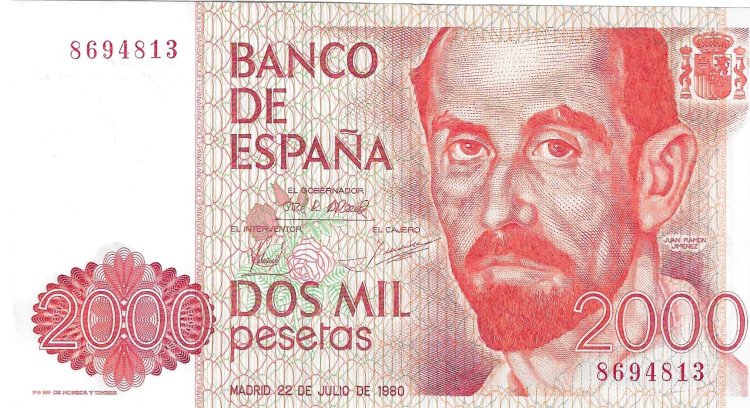 Billetes - EspaÃ±a - Juan Carlos I (1975 - 2014) - 2000 ptas - 531 - EBC - 1980 - Num.ref: 8694813 - sin serie - Click en la imagen para cerrar