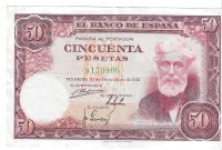Billetes - EspaÃ±a - Estado EspaÃ±ol (1936 - 1975) - 50 ptas - 482 - MBC - 1951 - Num.ref: 8139900 - sin serie