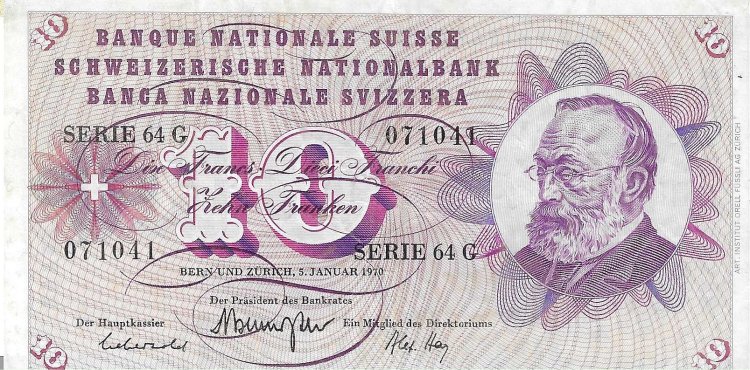 Billetes - Europa - Suiza - 45P - MBC+ - 1970 - 10 francos - Num.ref: 071041 - Click en la imagen para cerrar