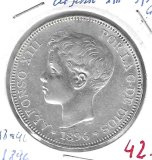 Monedas - EspaÃ±a - Alfonso XIII ( 17-V-1886/14-IV) - 151 - 1896*18*96 - 5 pesetas - plata
